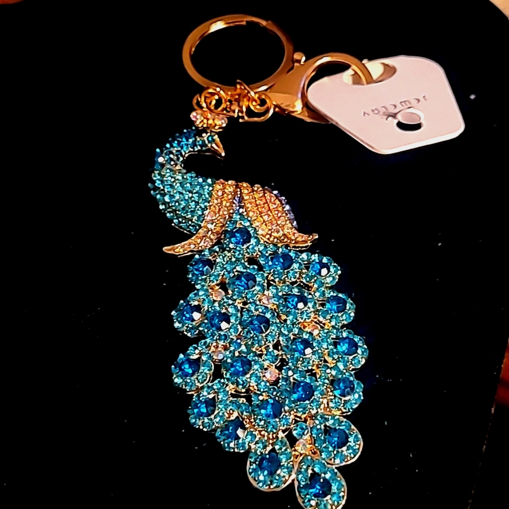 - Large Peacock Bag Charm/ Key Chain